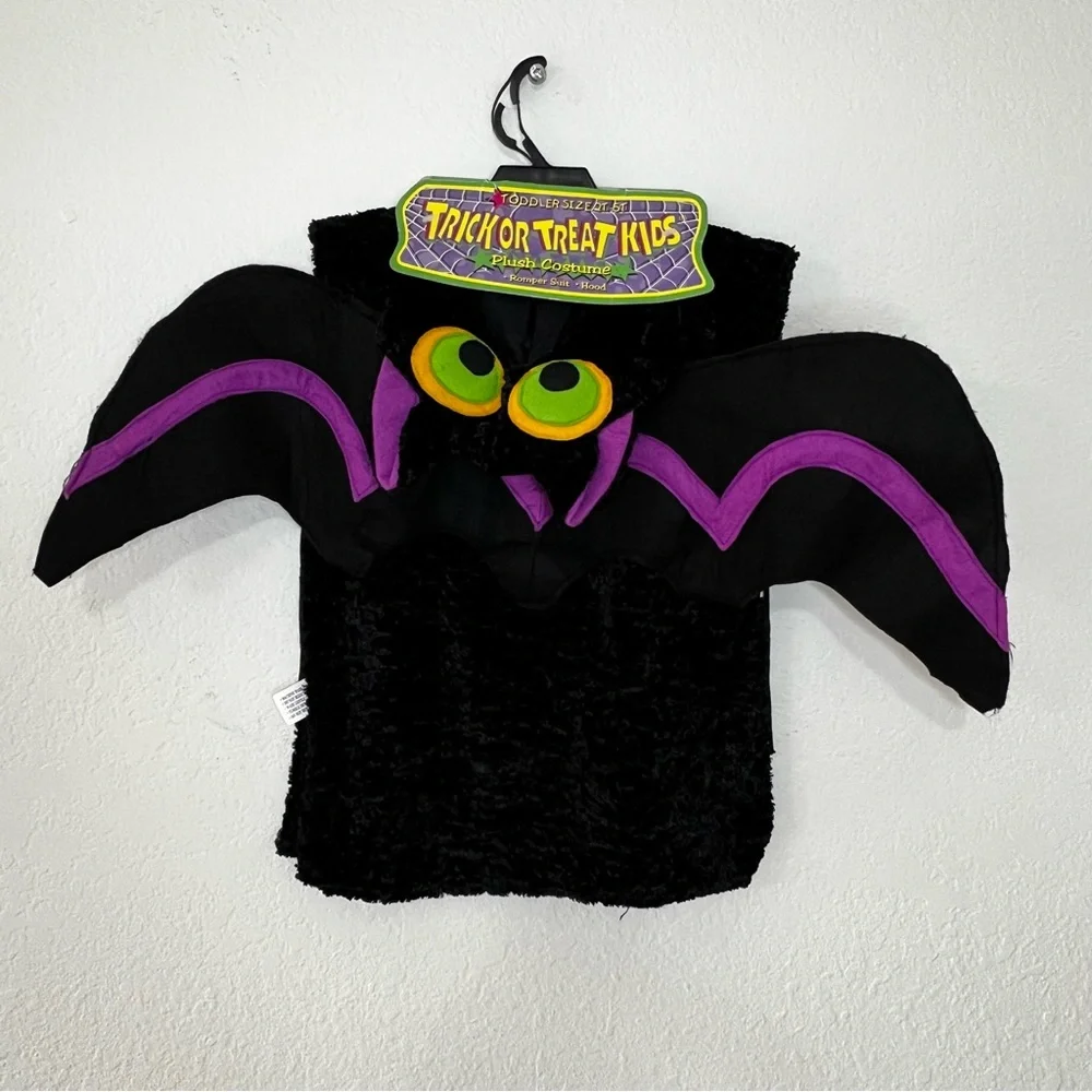 NEW VTG Dan Dee Toddler Size 2T - 5T Crushed Velvet‎ Felt Bat Halloween Costume